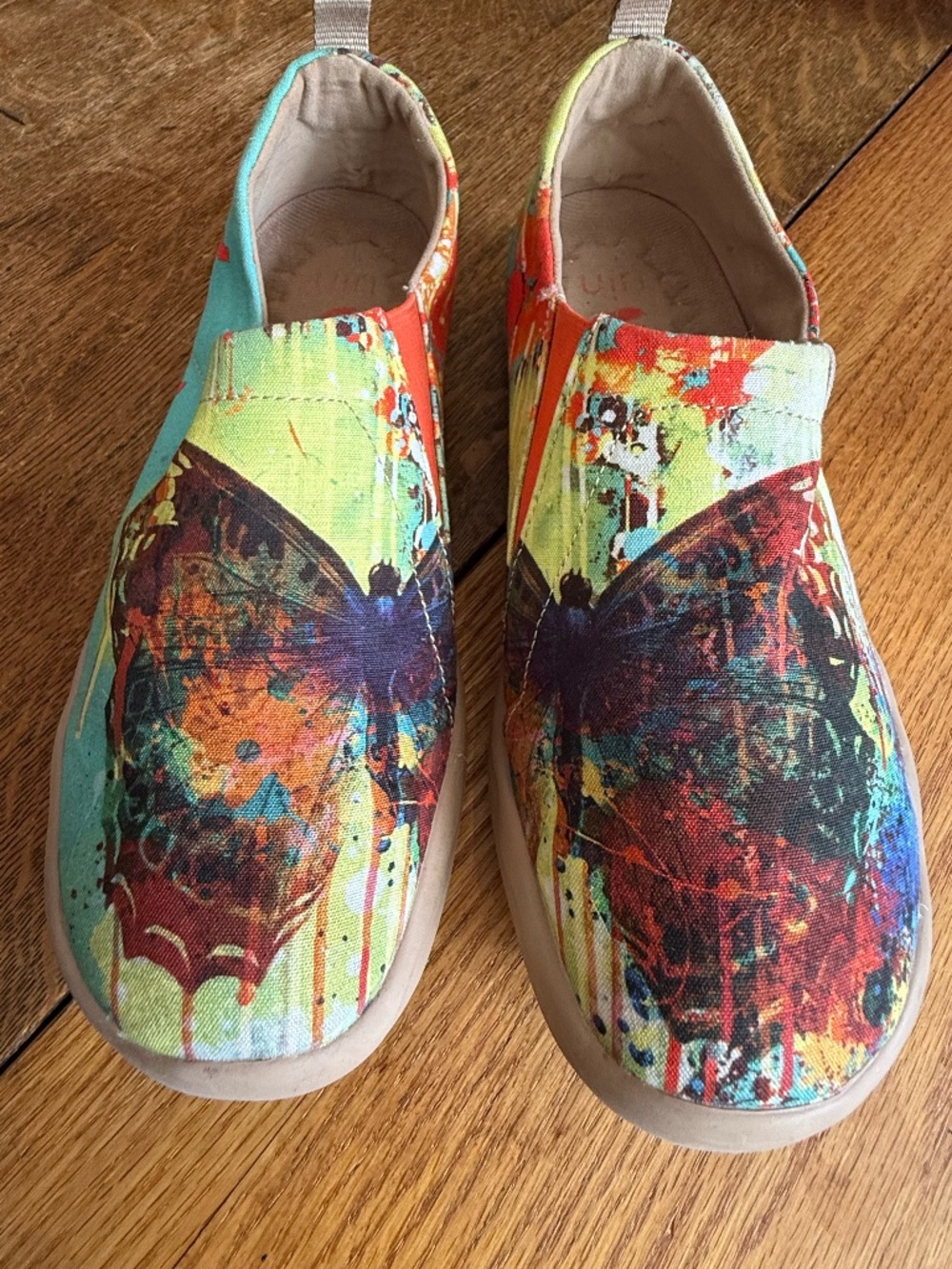 UIN Women's Slip-On Flats in Multicolor Abstract Butterfly Print - Toledo Family